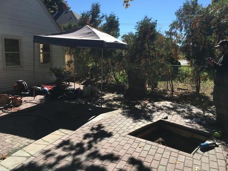 New brick patio with water supply for garden installed